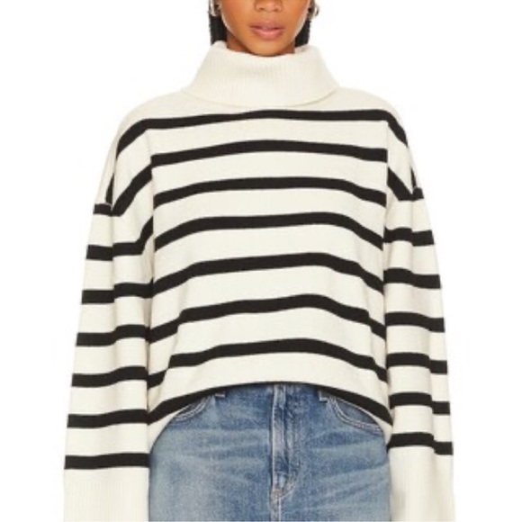 WeWoreWhat Striped Turtle Neck in Ecru & Black - Picture 2 of 8
